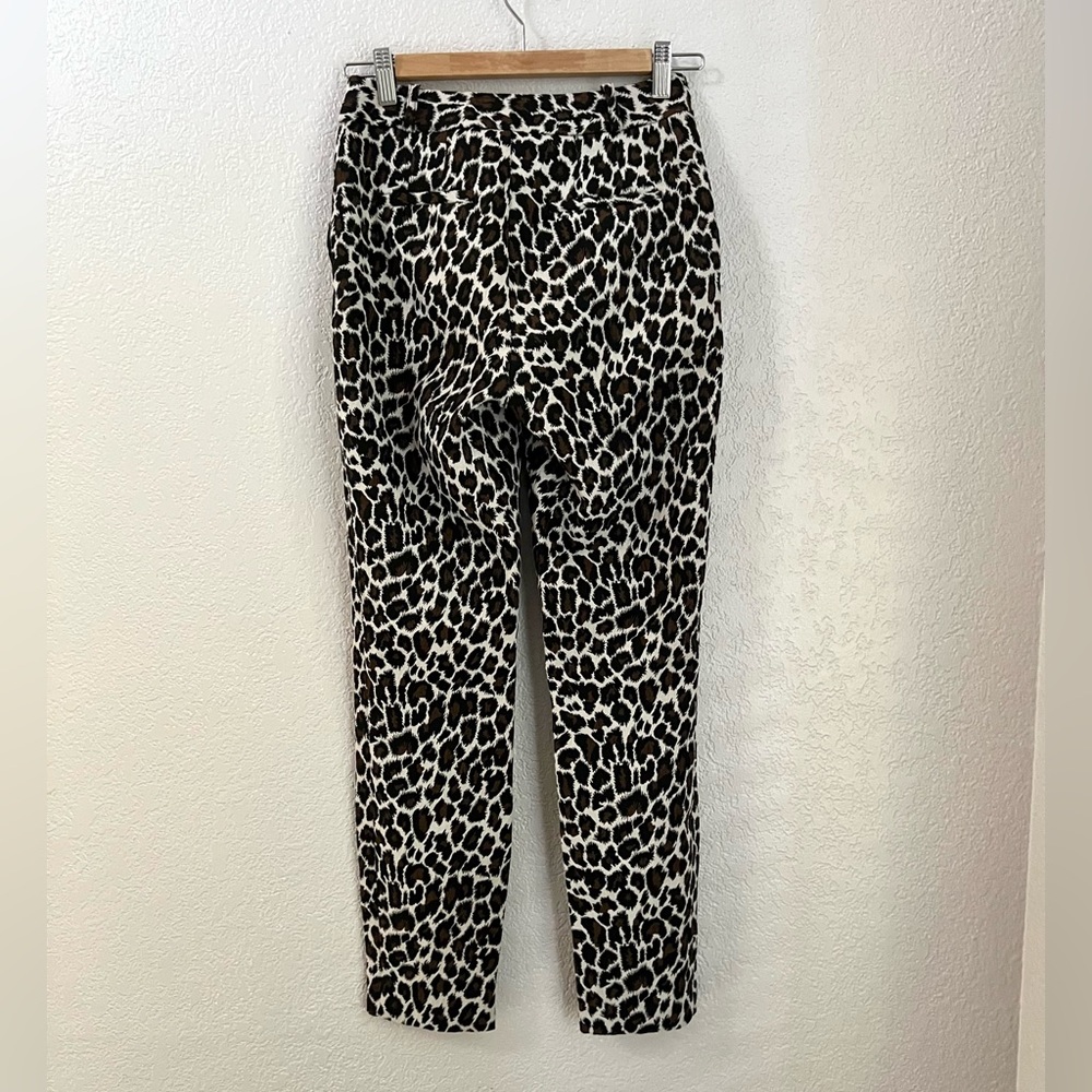 Topshop Brown Black Animal print Leopard Trendy Casual Chic Slim pants size 2 - Picture 3 of 9